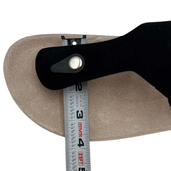 Womens Black Cork Sole Sandals With Adjustable Buckle & Toe Strap - Picture 5 of 8